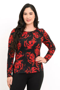 Mariah Top, Red Rose, Bamboo