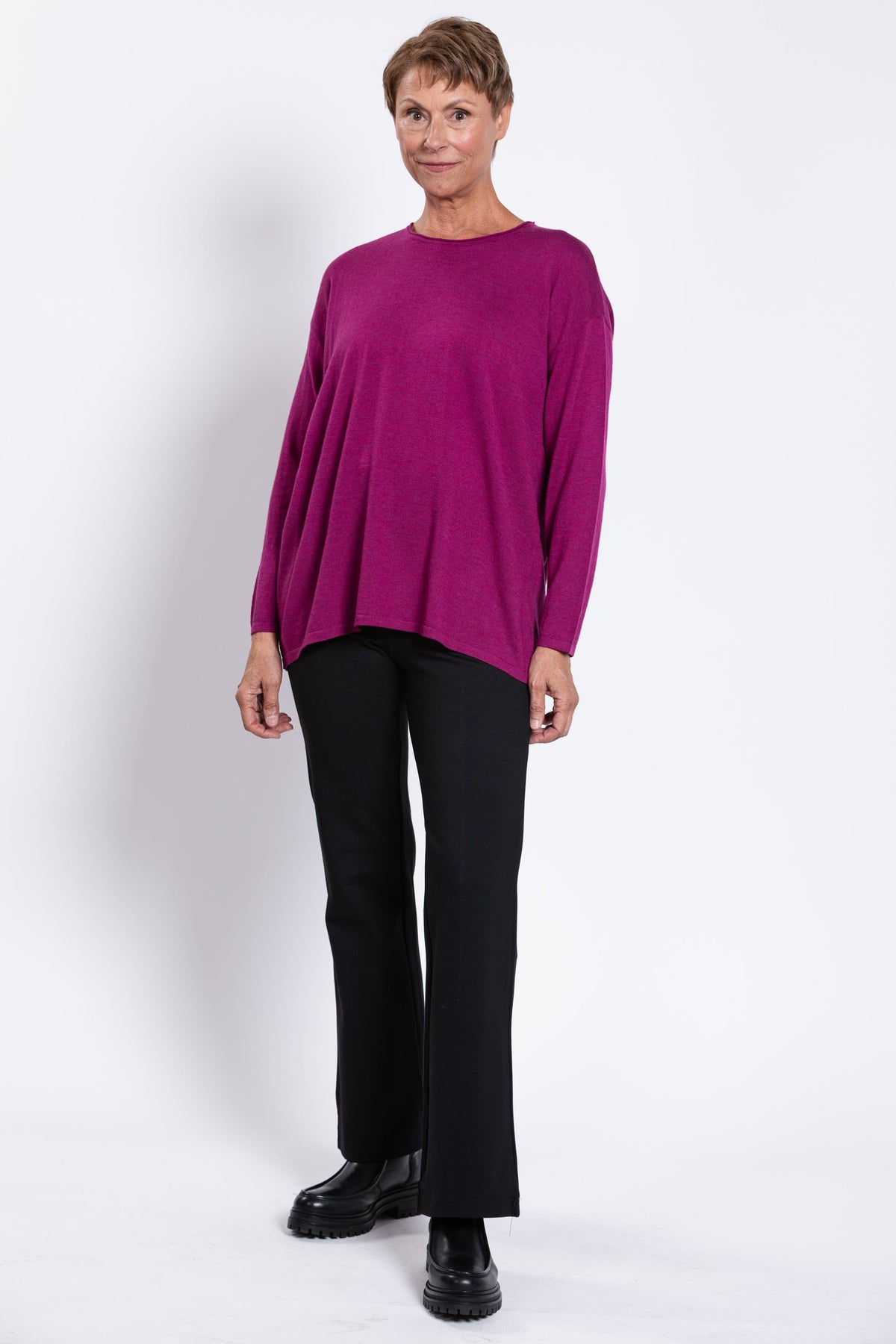 Matera Sweater, Magenta, Merino Wool