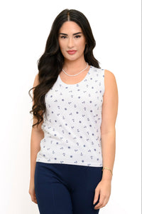 Melanie Tank, White Anchor, Cotton