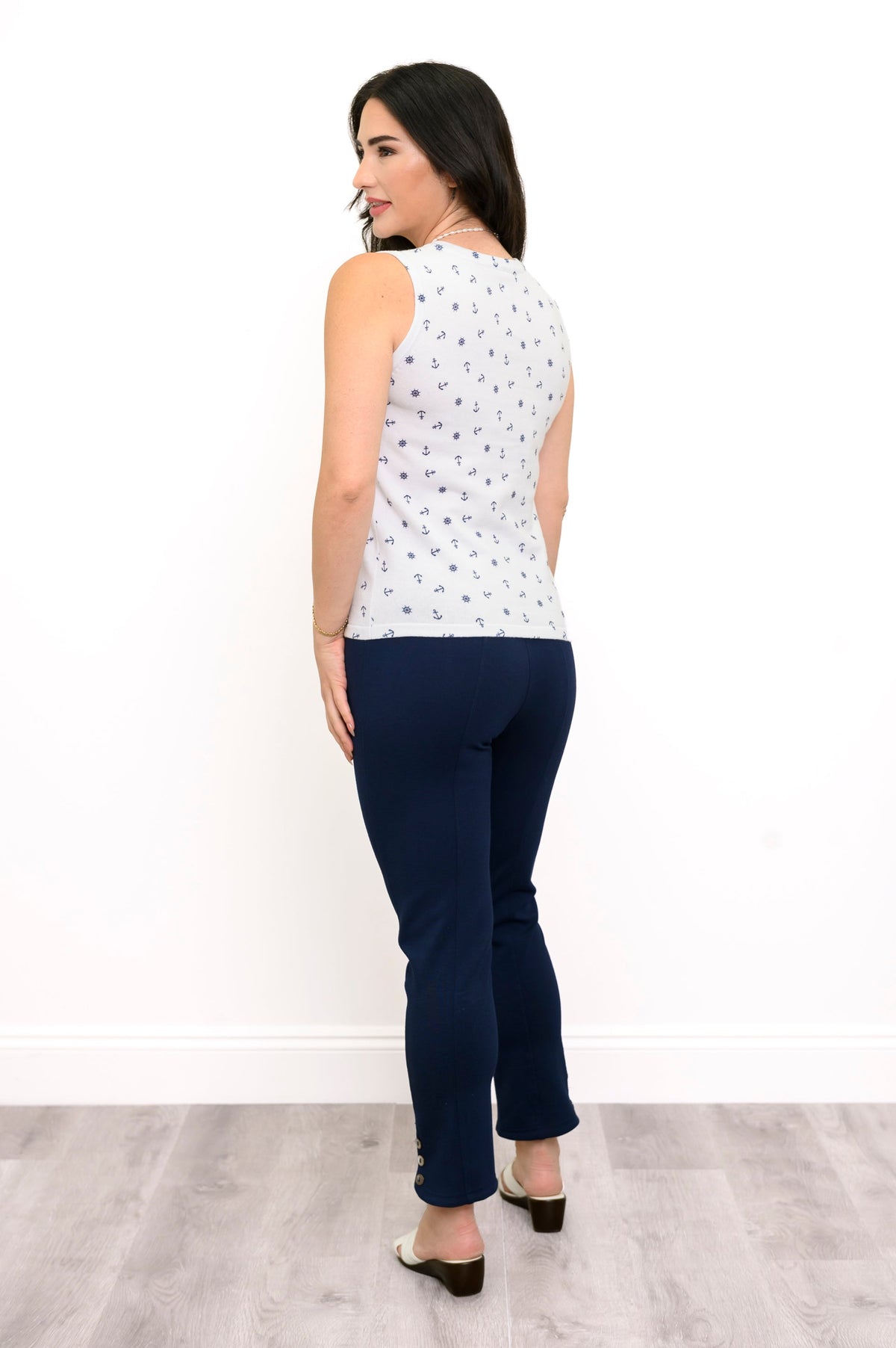 Melanie Tank, White Anchor, Cotton