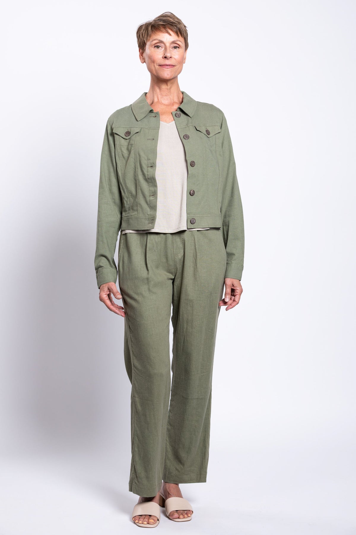 Melodie Pant, Khaki, Linen