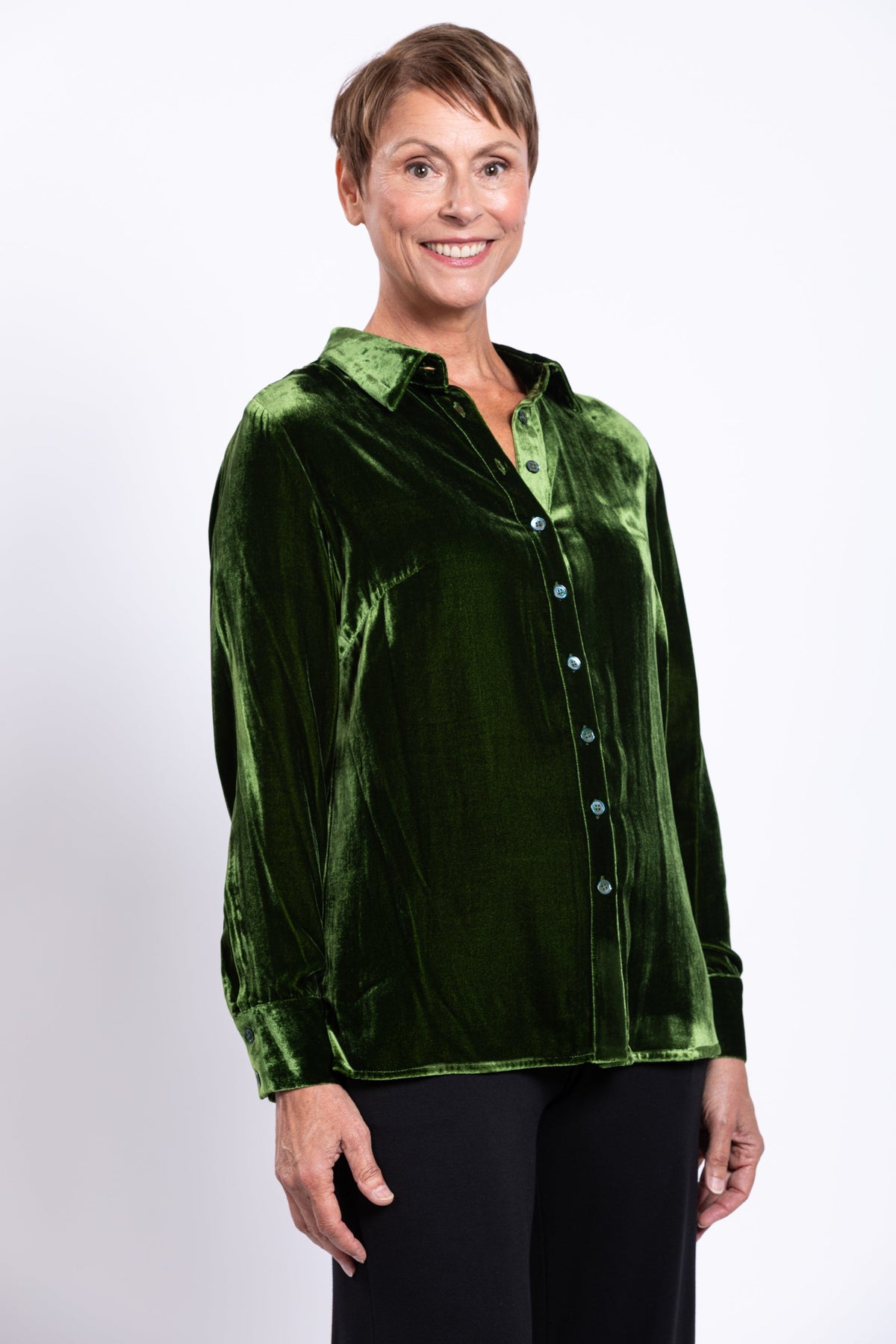 Memory Blouse, Green, Silk Velvet