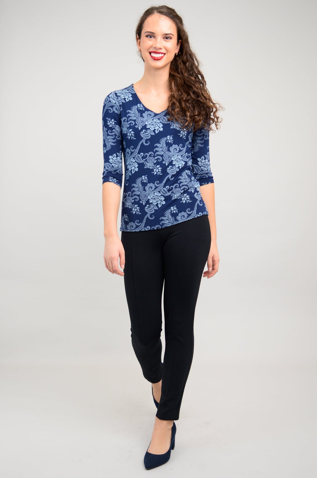 Mia Top, Indigo Roses, Bamboo- Final Sale