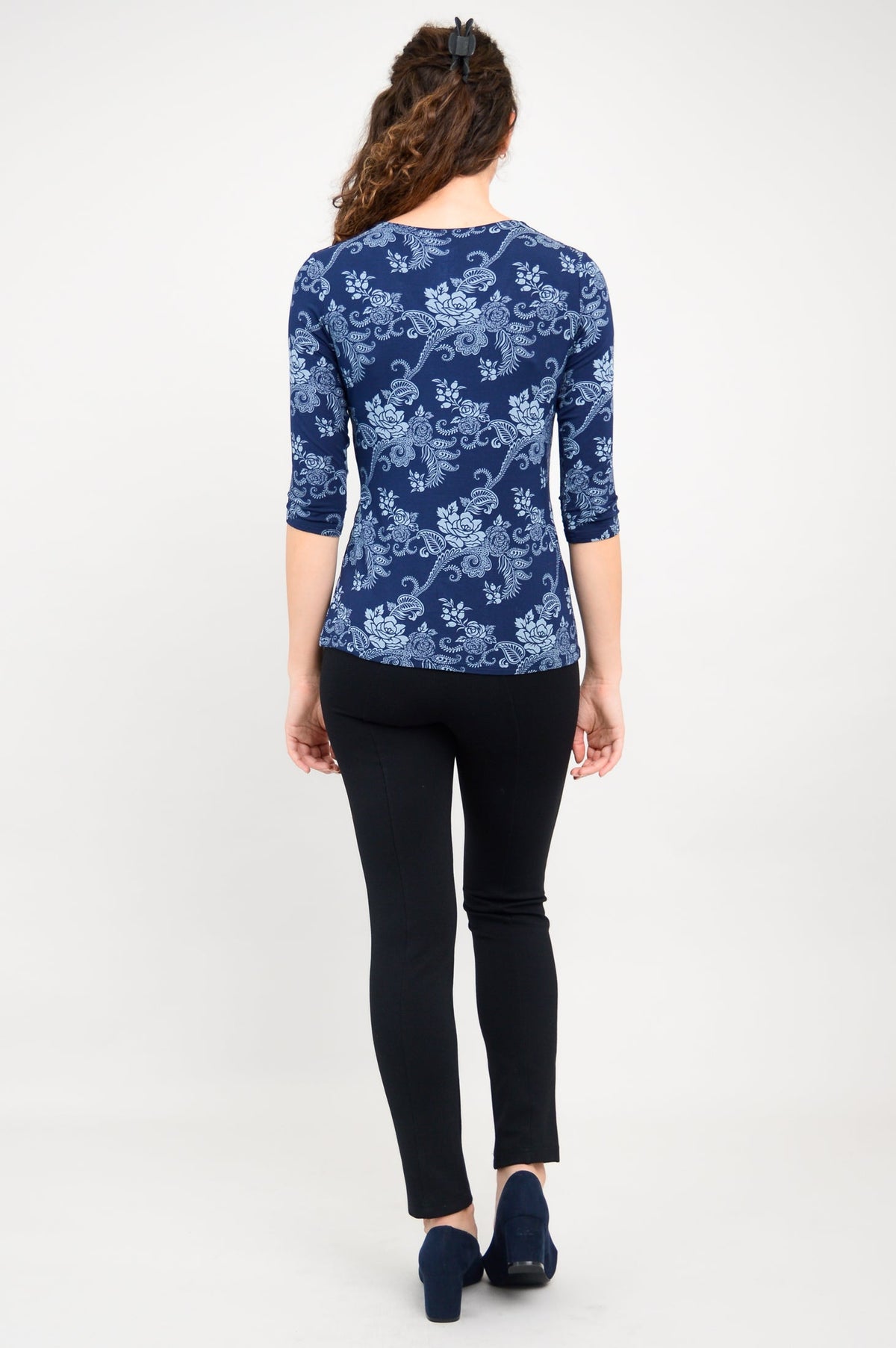 Mia Top, Indigo Roses, Bamboo- Final Sale