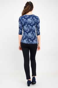 Mia Top, Indigo Roses, Bamboo- Final Sale