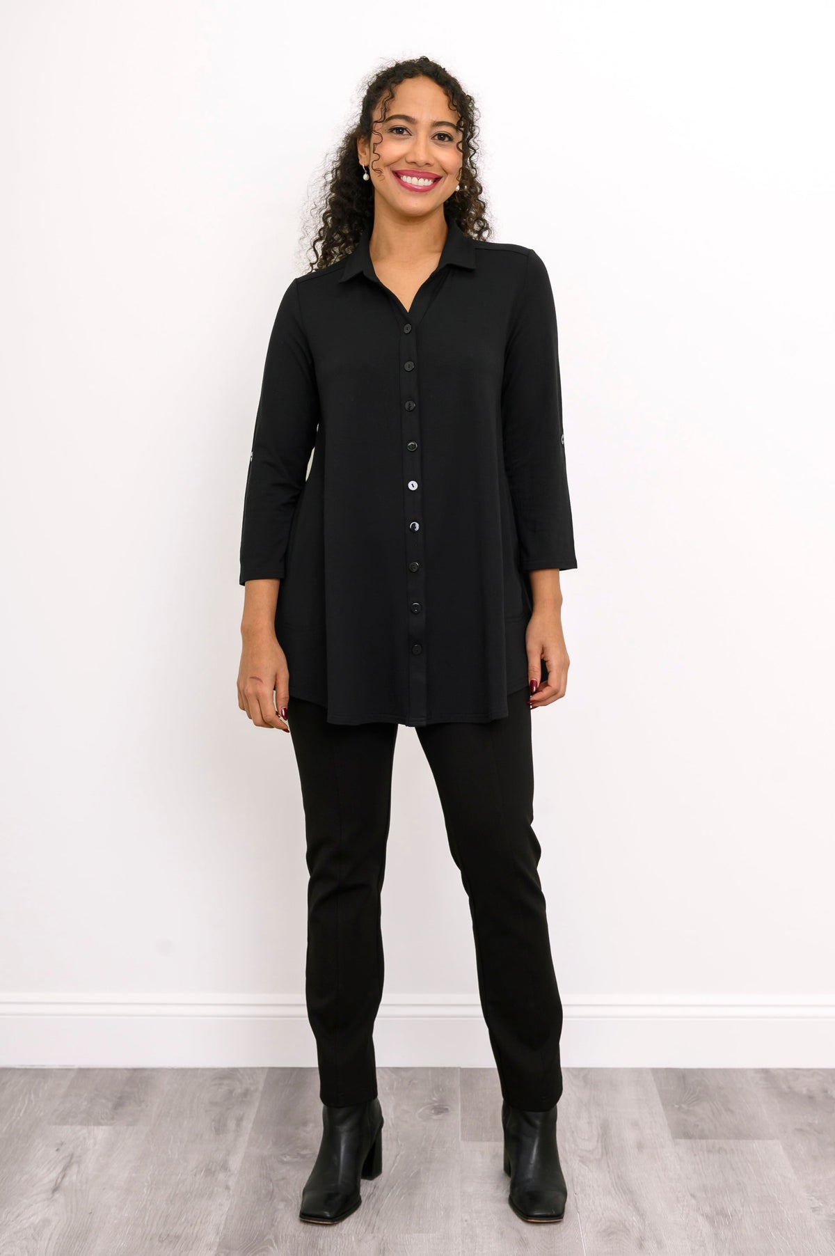 Michele Blouse, Black, French Terry