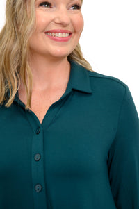 Michele Blouse, Crystal Teal, French Terry