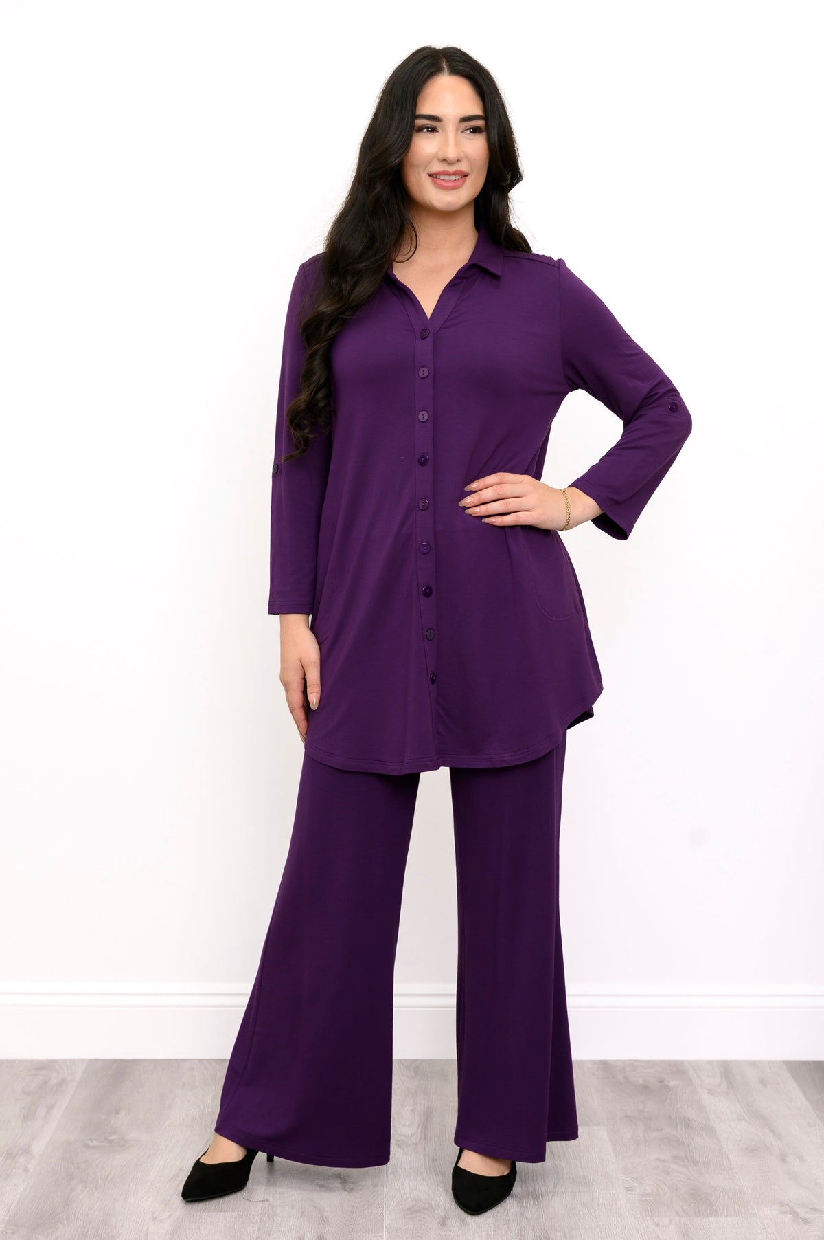Michele Blouse, Royale Purple, French Terry