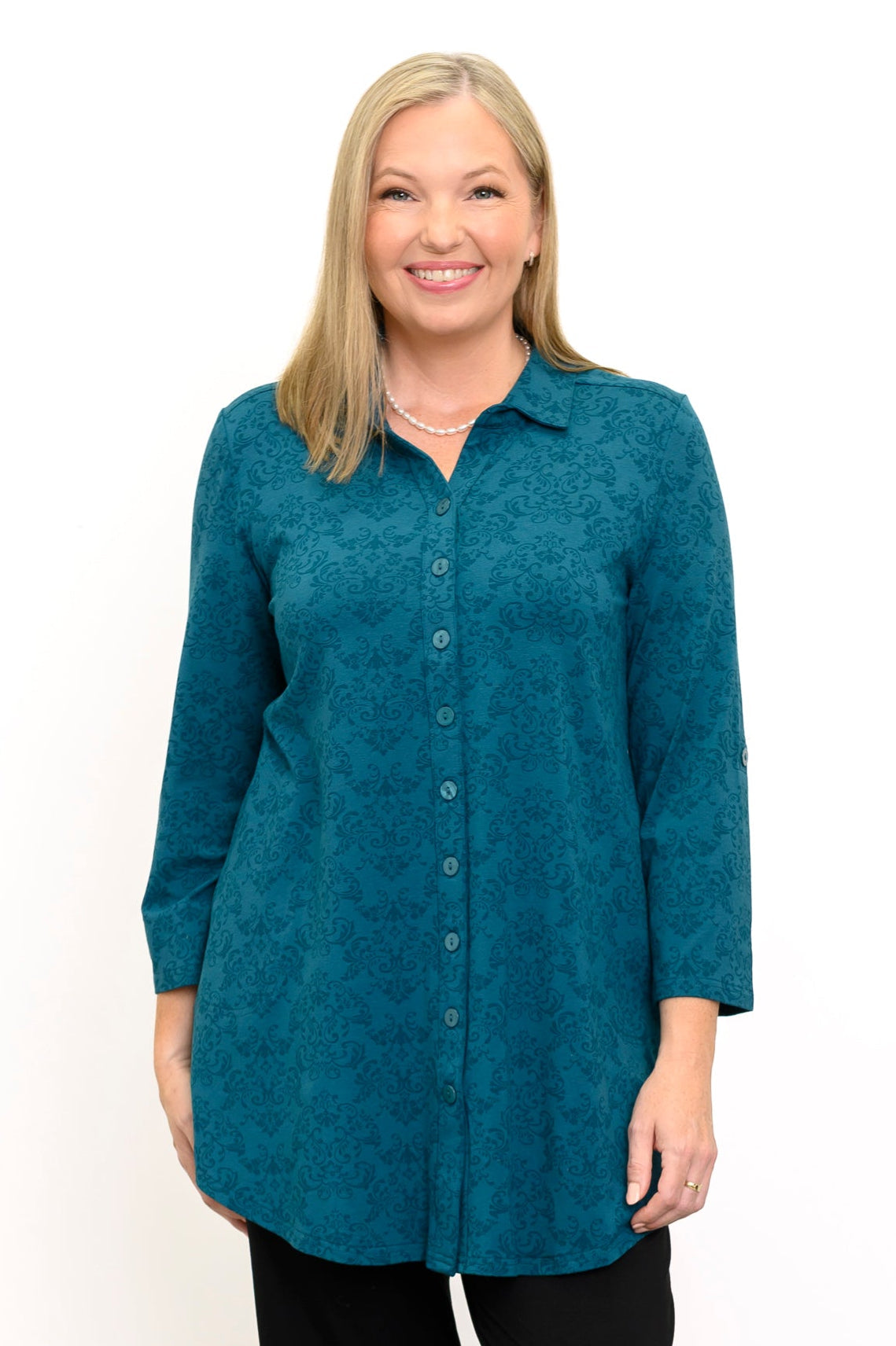 Michele Blouse, Teal Empire, Bamboo