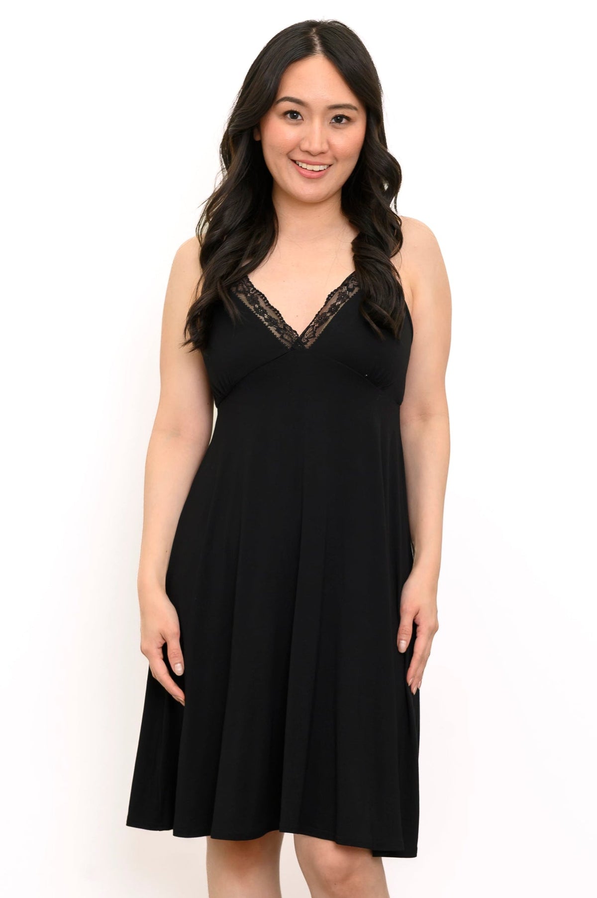 Mina Slip Dress, Black, Bamboo