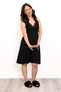 Mina Slip Dress, Black, Bamboo