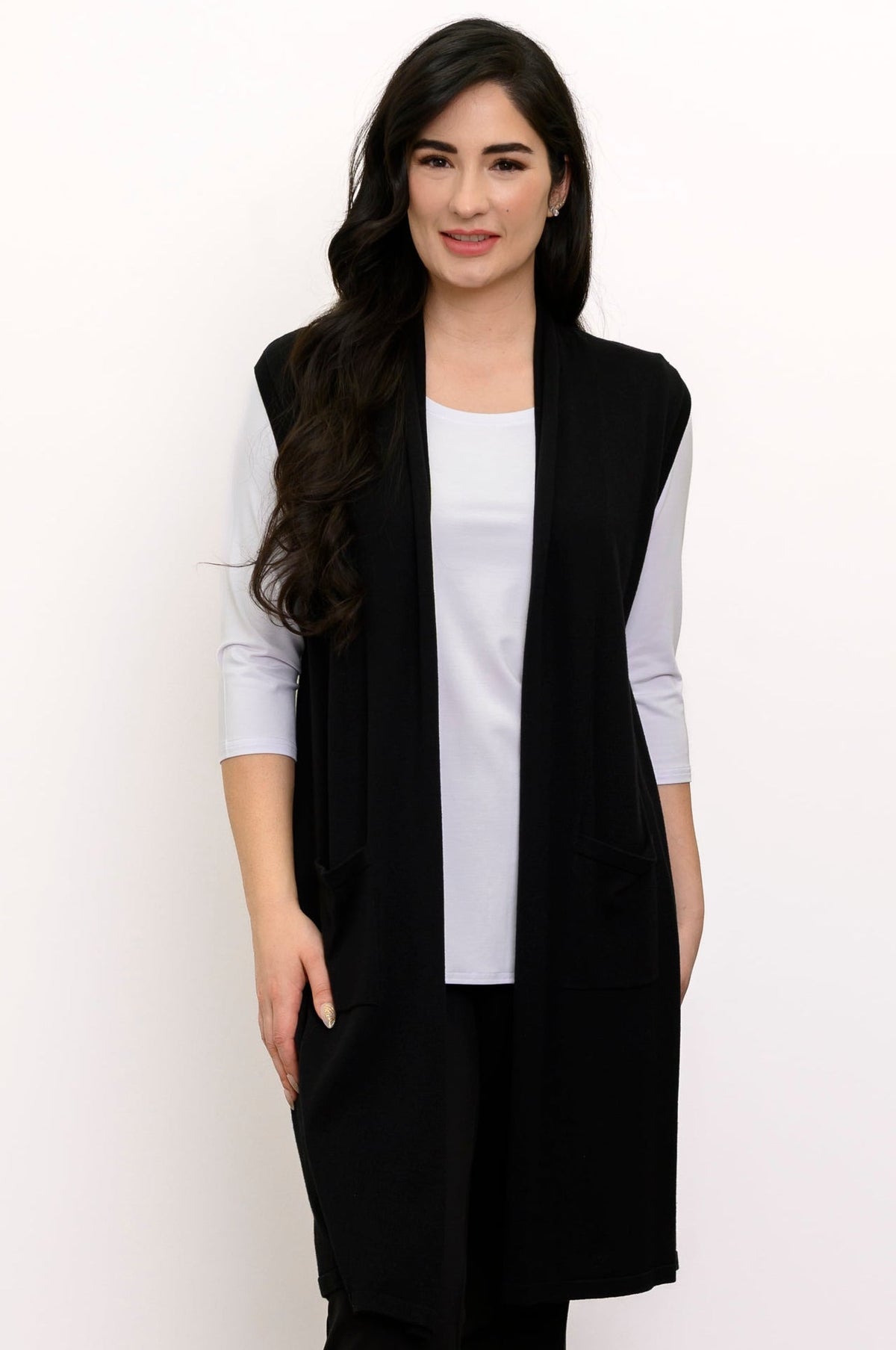 Miranda Vest, Black, Bamboo Cotton