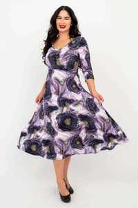 Woman standing in Amethyst Marble Soul Dress showing the skirt flow