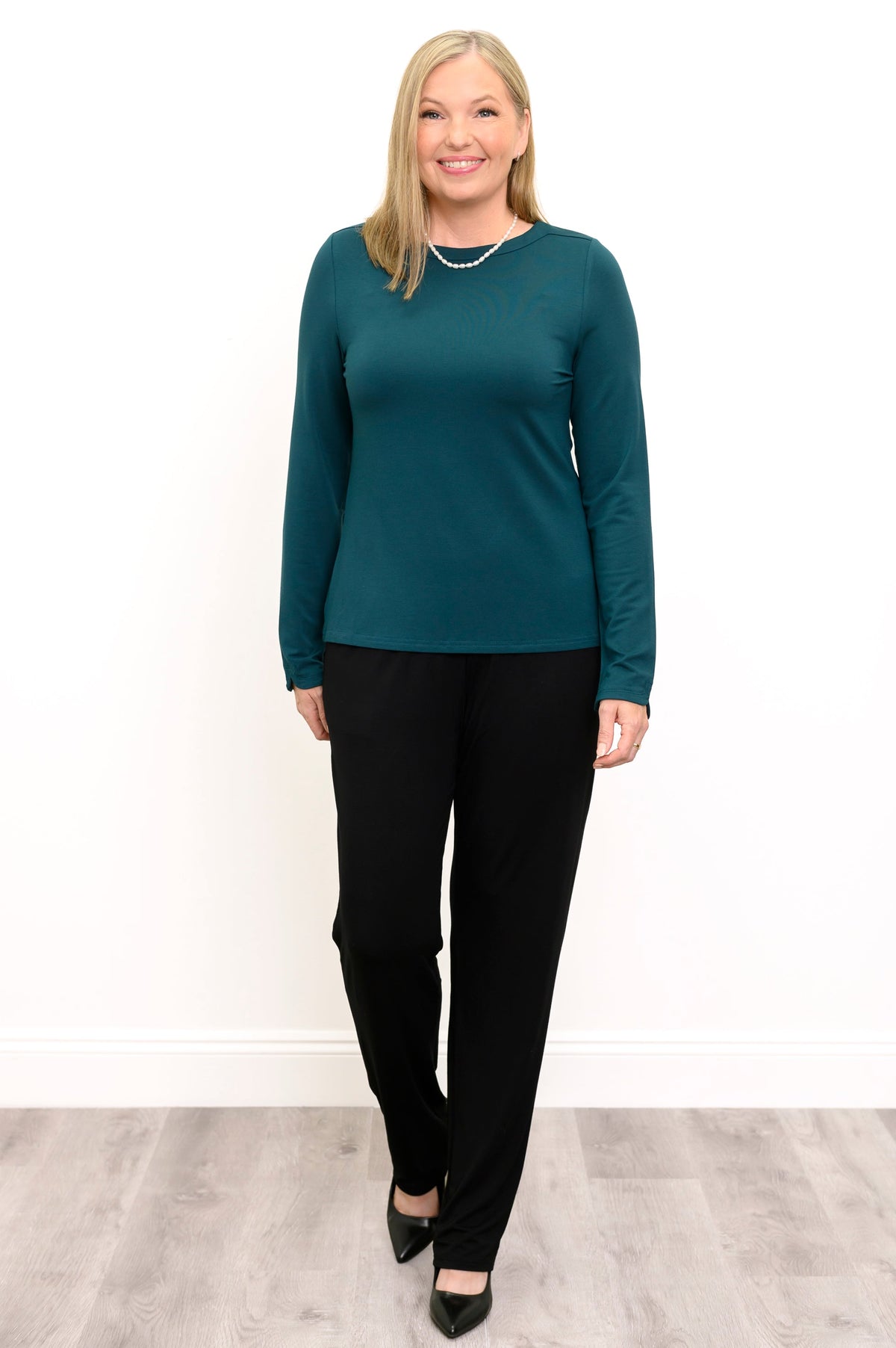 Mona Top, Crystal Teal, French Terry