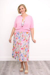 Morgan Dress, Pink Bouquet, Linen Bamboo