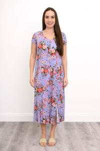 Morgan Dress, Red Rosebud, Linen Bamboo