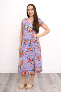 Morgan Dress, Red Rosebud, Linen Bamboo