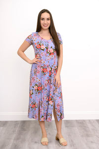 Morgan Dress, Red Rosebud, Linen Bamboo