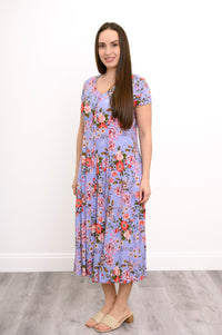 Morgan Dress, Red Rosebud, Linen Bamboo