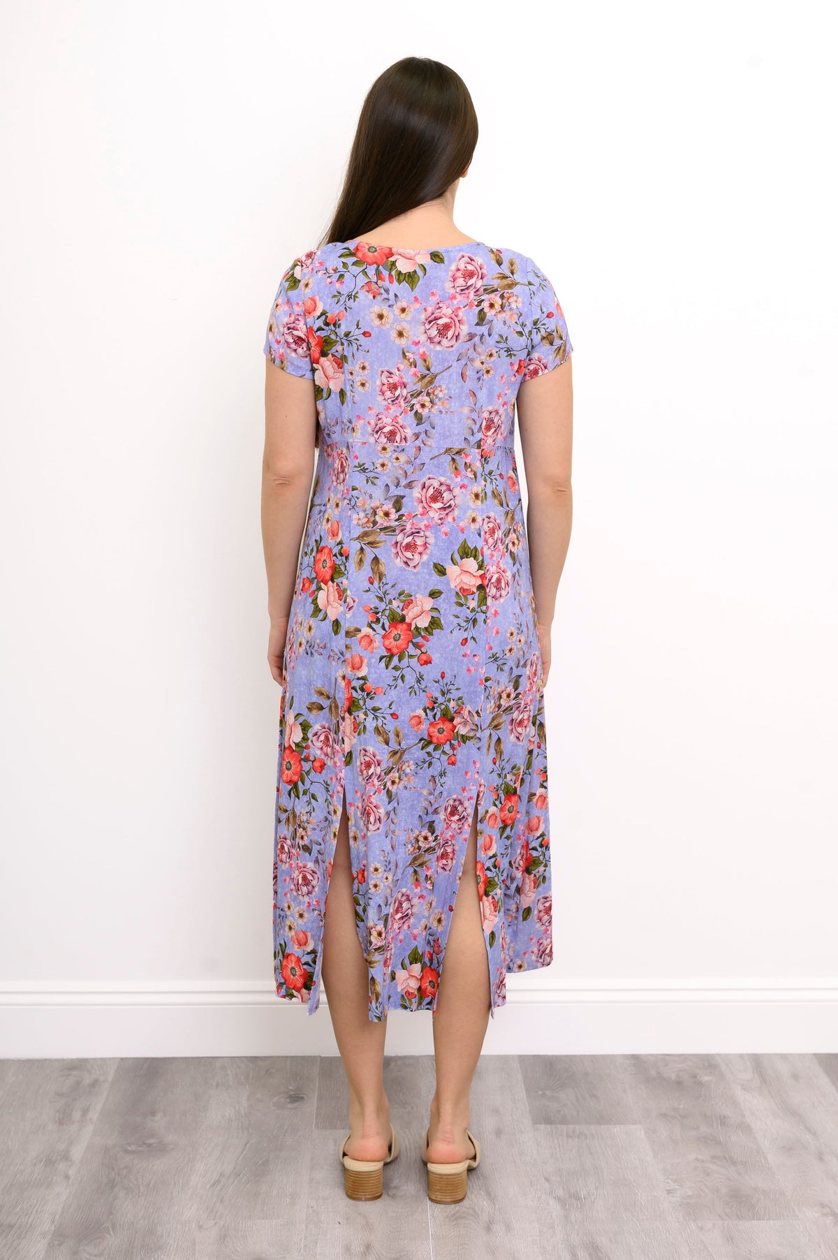 Morgan Dress, Red Rosebud, Linen Bamboo
