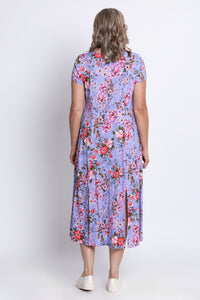 Morgan Dress, Red Rosebud, Linen Bamboo