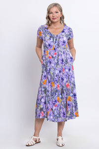 Morgan Dress, Violet Bloom, Linen Bamboo