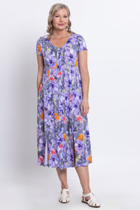 Morgan Dress, Violet Bloom, Linen Bamboo
