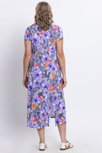 Morgan Dress, Violet Bloom, Linen Bamboo