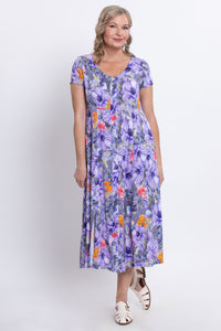 Morgan Dress, Violet Bloom, Linen Bamboo