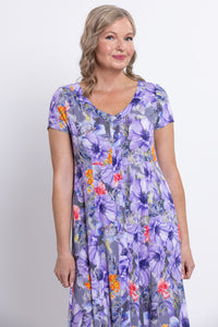 Morgan Dress, Violet Bloom, Linen Bamboo