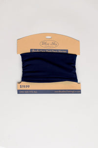 Indigo blue neck warmer/face cover mask.