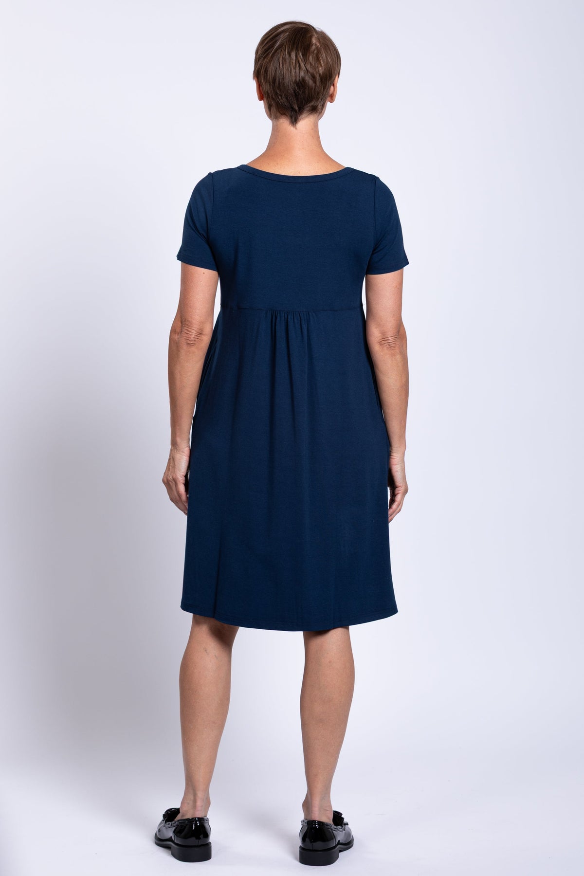 Nelly Short Sleeve Dress, Indigo, Bamboo