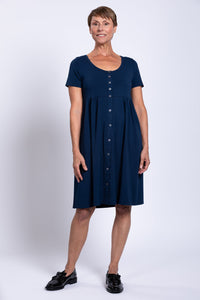Nelly Short Sleeve Dress, Indigo, Bamboo