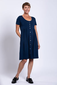 Nelly Short Sleeve Dress, Indigo, Bamboo