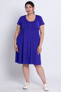 Nelly Short Sleeve Dress, Violet, Bamboo