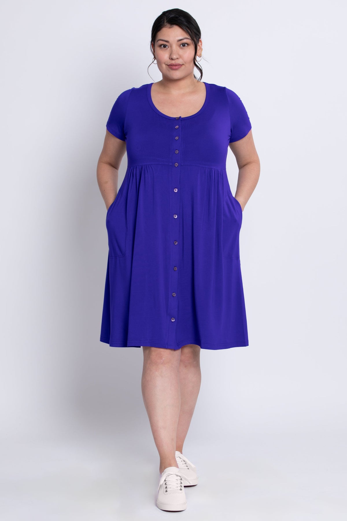 Nelly Short Sleeve Dress, Violet, Bamboo