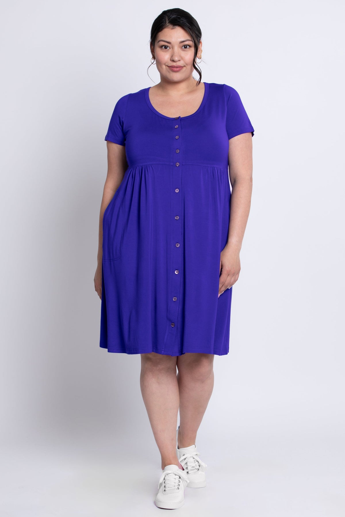 Nelly Short Sleeve Dress, Violet, Bamboo