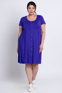 Nelly Short Sleeve Dress, Violet, Bamboo