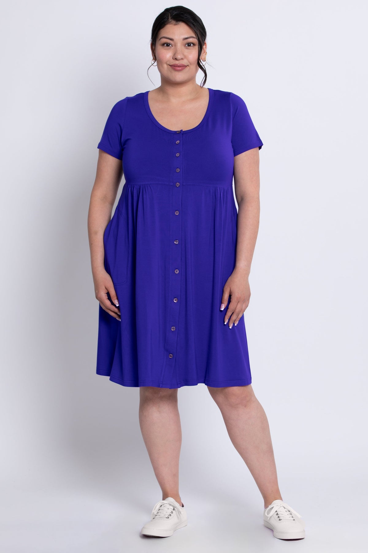 Nelly Short Sleeve Dress, Violet, Bamboo