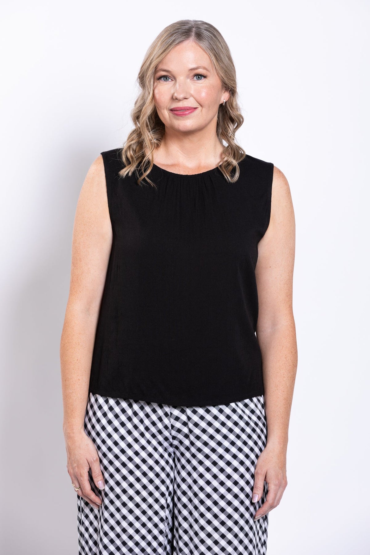 Nina Tank, Black, Linen Bamboo
