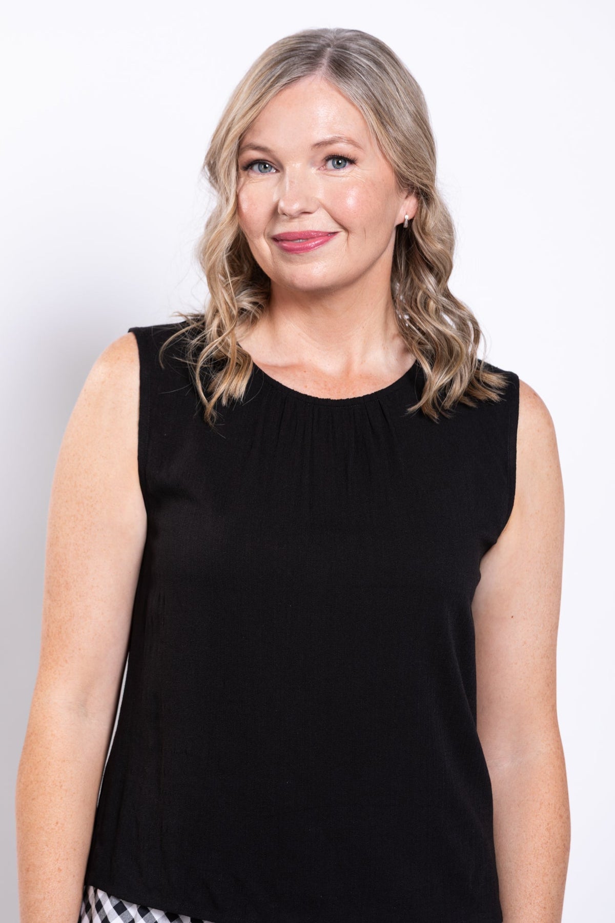 Nina Tank, Black, Linen Bamboo