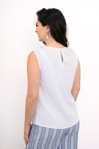 Nina Tank, White, Linen Bamboo