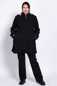 Noelle Coat, Black, Boiled Wool