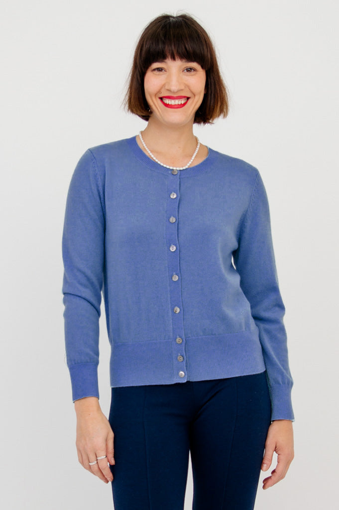 Oakly Cardigan, Ciel, Wool Cashmere