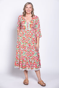 Oma Dress, Crimson Bloom