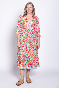 Oma Dress, Crimson Bloom