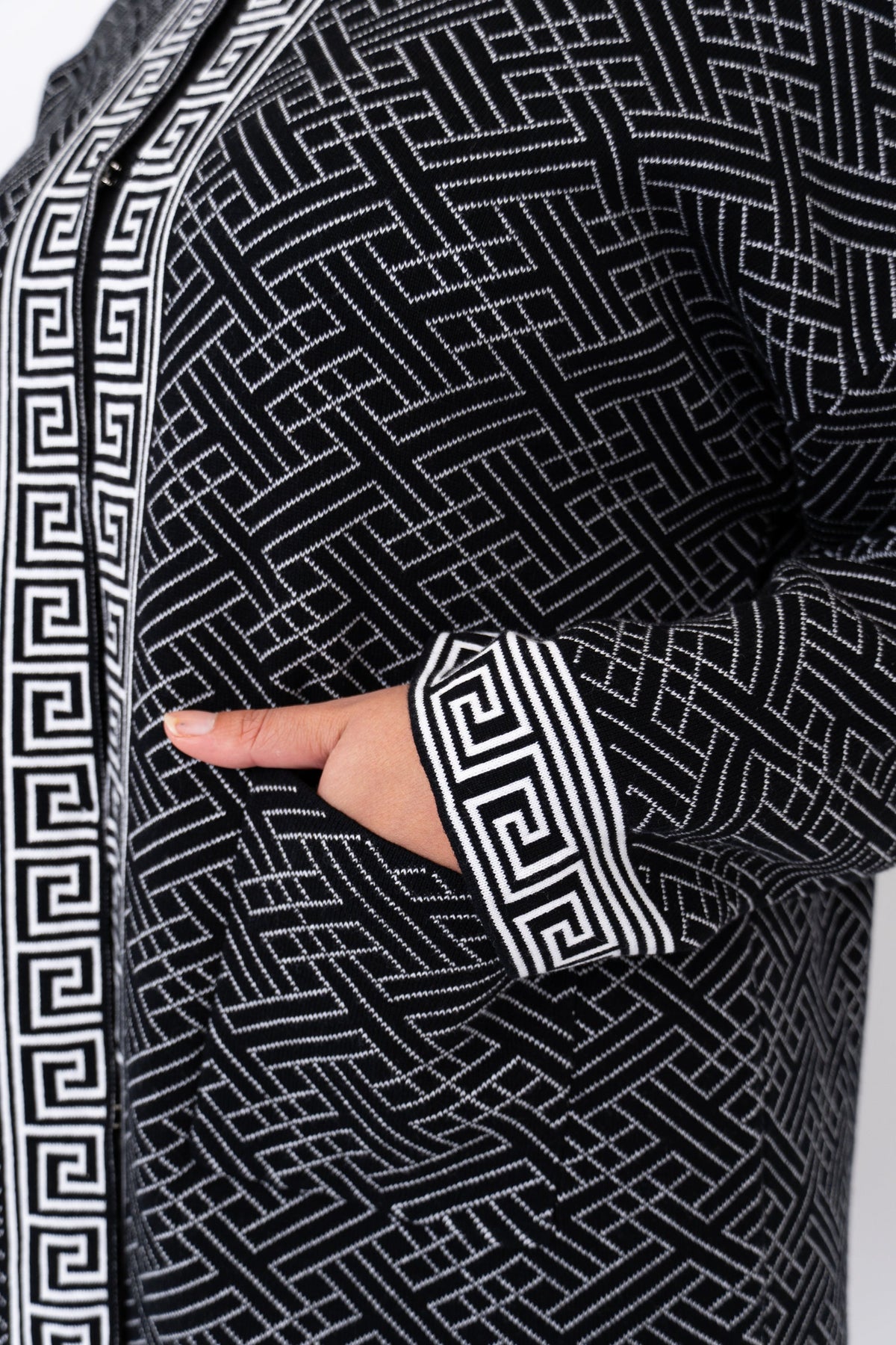 Oslo Cardigan, Black and White, Cotton