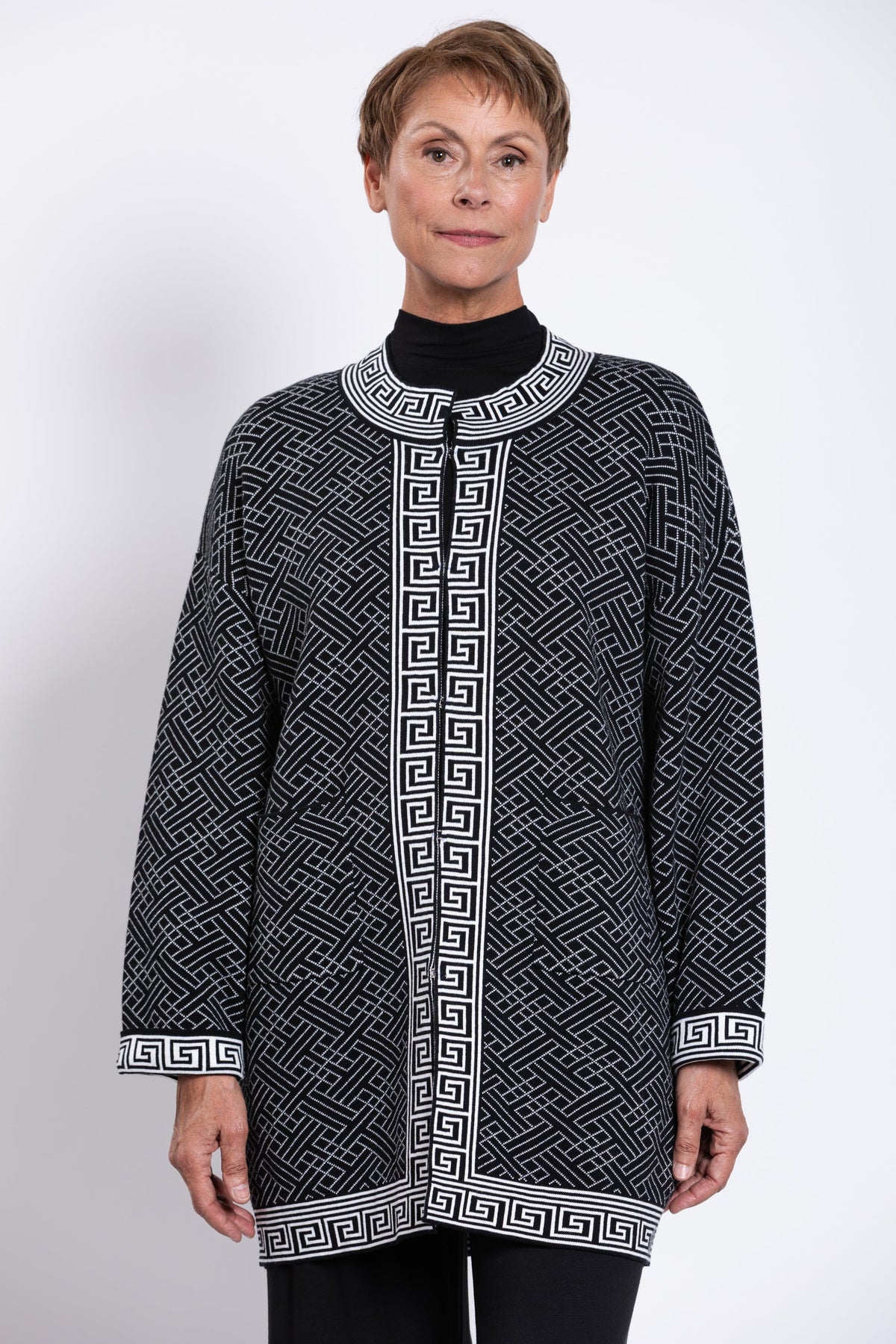 Oslo Cardigan, Black and White, Cotton