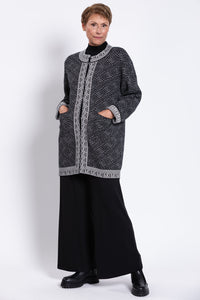 Oslo Cardigan, Black and White, Cotton