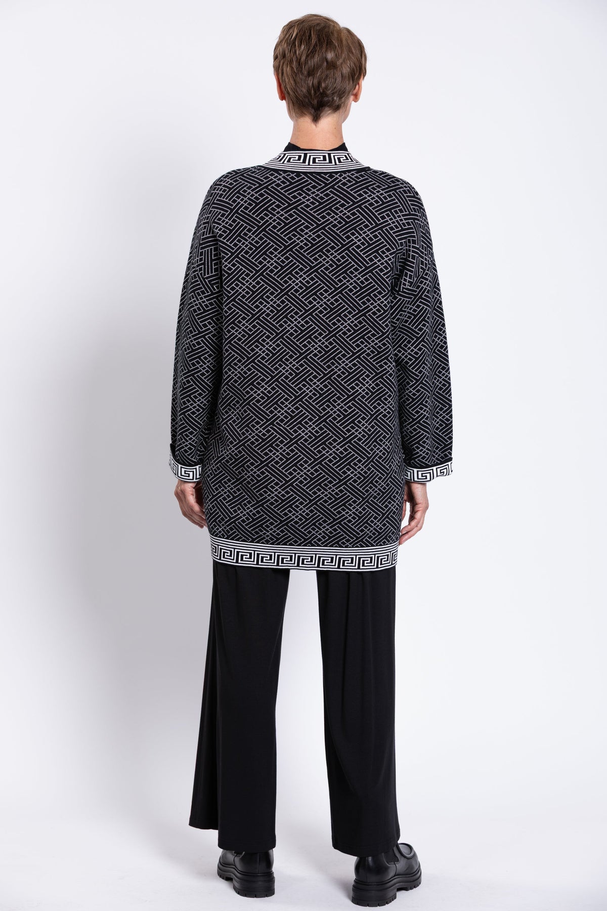 Oslo Cardigan, Black and White, Cotton